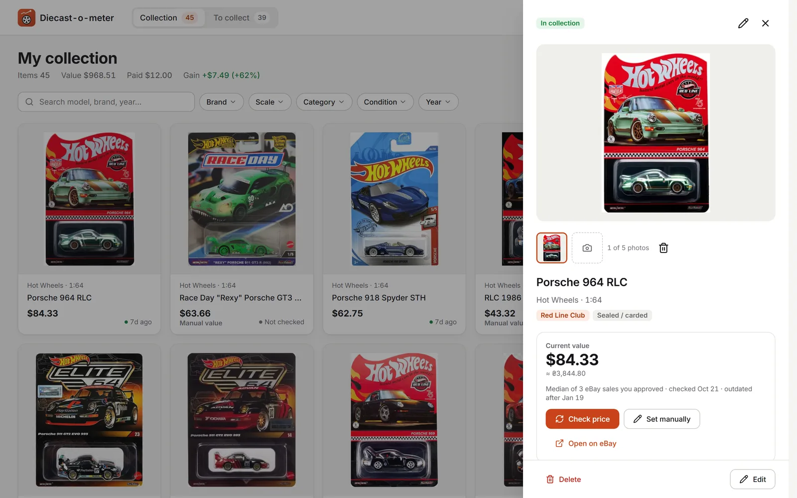 An item with its approved eBay value